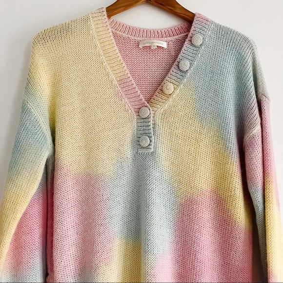 LoveShackFancy Naveen V-Neck Pullover Sweater Tie Dye Fairy Tale Women’s Small - Picture 9 of 16